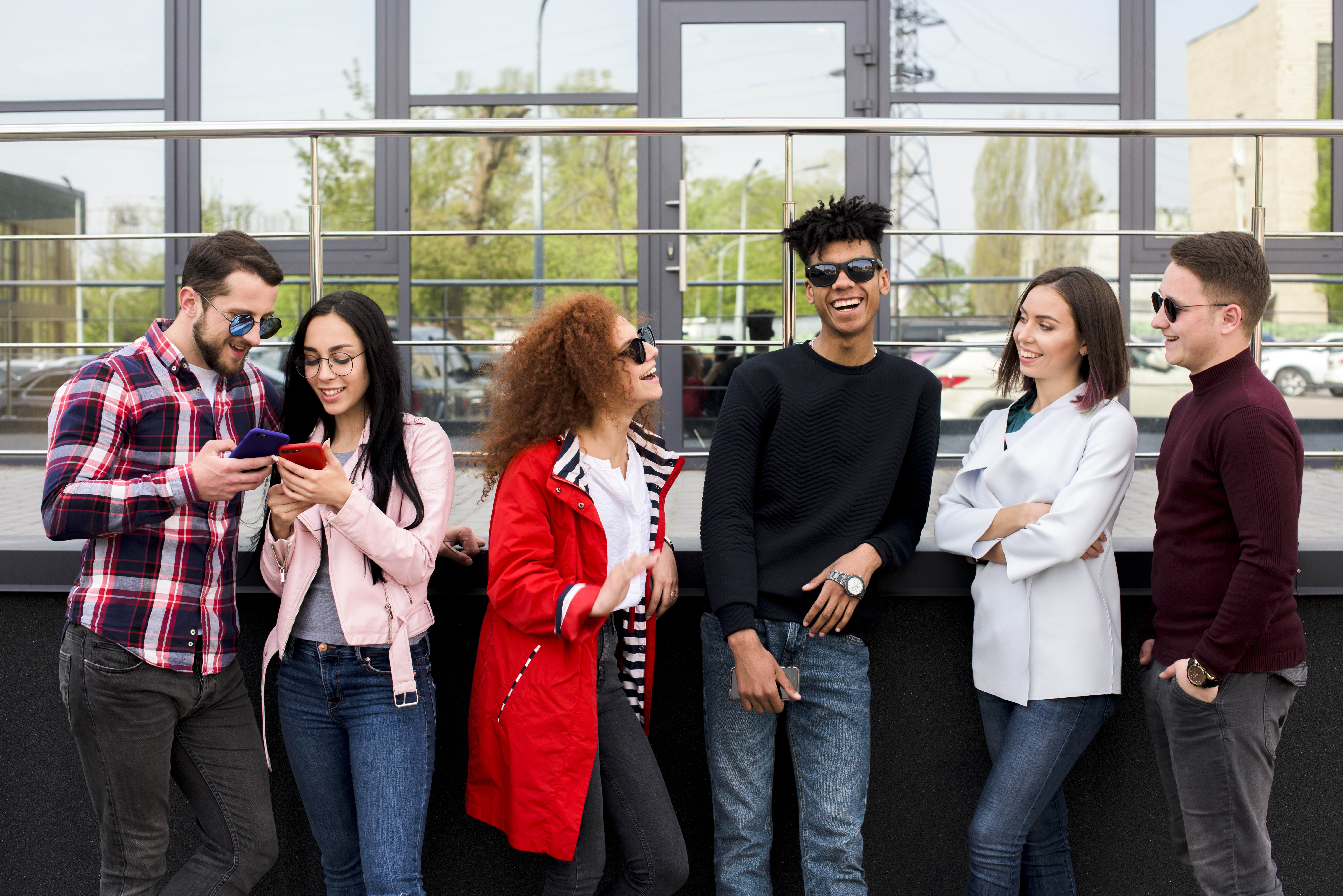 Group of students networking and conversing
